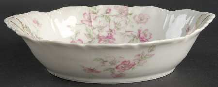 The Miramar (White with Pink Flowers) 9" Oval Vegetable Bowl