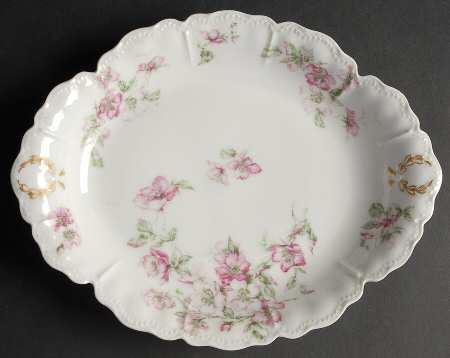 The Miramar (White with Pink Flowers) 10" Oval Serving Platter