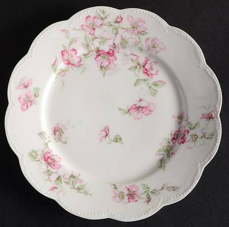 The Miramar (White with Pink Flowers) Luncheon Plate