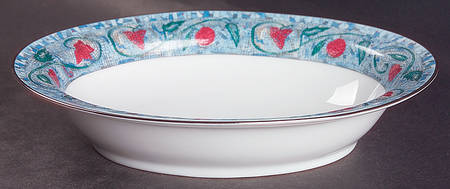 Mosaique and Fruit Fruit Mosaique (Platinum Trim) 9" Oval Vegetable Bowl