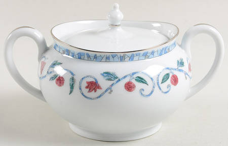 Mosaique and Fruit Fruit Mosaique (Platinum Trim) Sugar Bowl & Lid