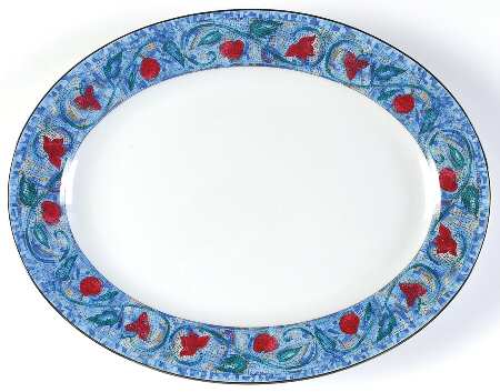 Mosaique and Fruit Fruit Mosaique (Platinum Trim) 13" Oval Serving Platter