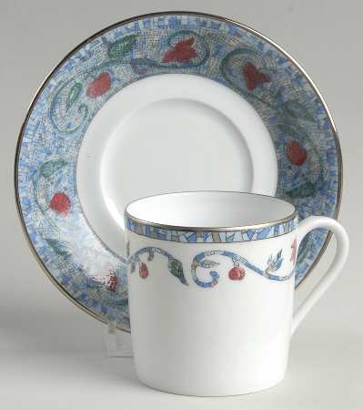 Mosaique and Fruit Fruit Mosaique (Platinum Trim) Flat Demitasse Cup & Saucer Set