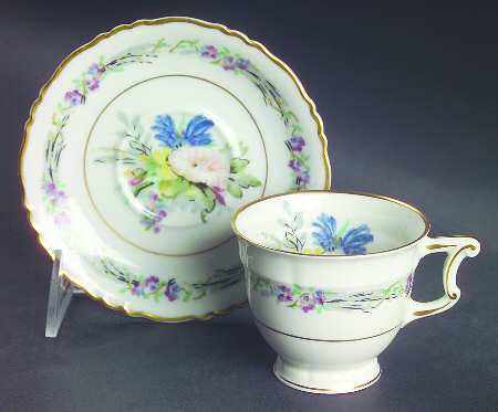 Morning Glory Footed Demitasse Cup & Saucer Set