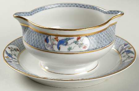Montmery (Birds) Gravy Boat with Attached Underplate