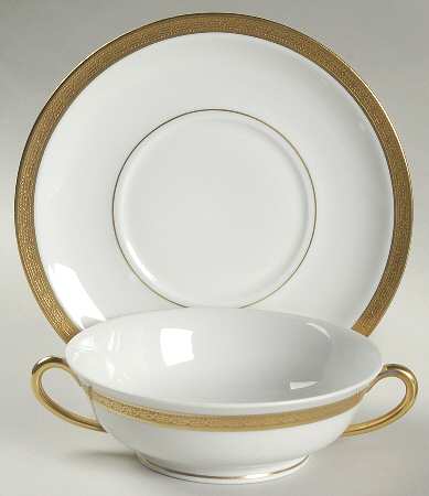 Monceau Footed Cream Soup Bowl & Saucer Set