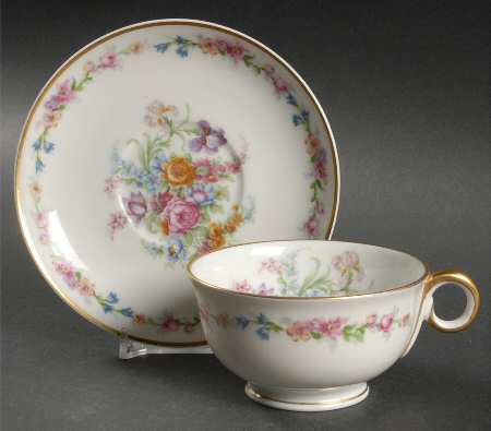 Montrose (White Background) Footed Cup & Saucer Set