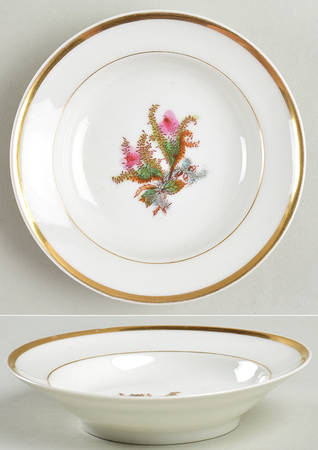 Moss Rose (Thick Gold Trim) Rim Fruit/Dessert (Sauce) Bowl