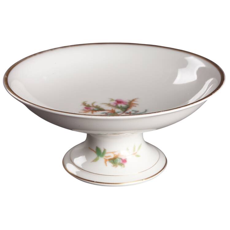 Moss Rose (Thick Gold Trim) Round Compote (Height X Width)