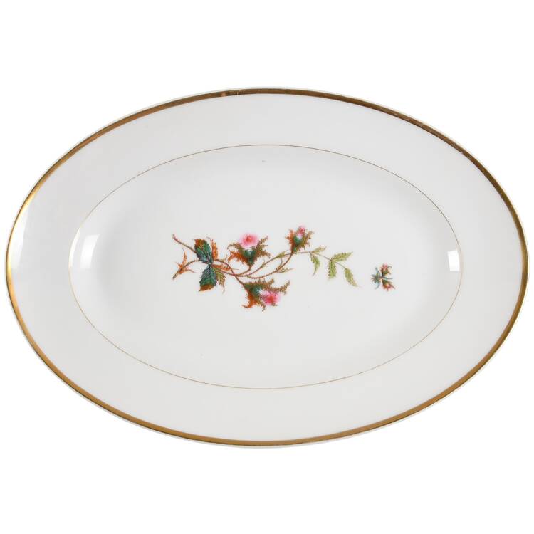 Moss Rose (Thick Gold Trim) 15" Oval Serving Platter