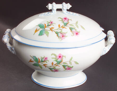 Moss Rose (Blue Trim) Tureen &  Lid