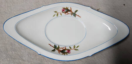 Moss Rose (Blue Trim) Underplate for Open Sauce Boat
