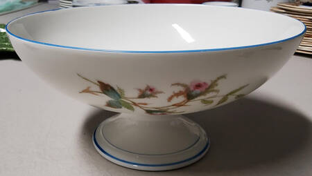 Moss Rose (Blue Trim) Compote