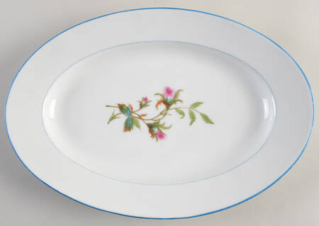 Moss Rose (Blue Trim) 13" Oval Serving Platter