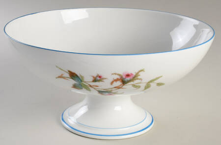 Moss Rose (Blue Trim) Round Compote (Height x Width)