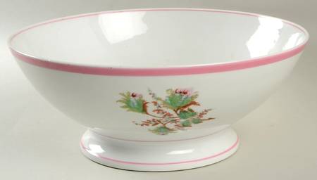 Moss Rose (Pink Trim, Smooth) 12" Large Fruit Bowl