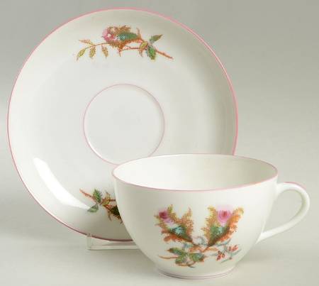 Moss Rose (Pink Trim, Smooth) Oversized Cup & Saucer Set