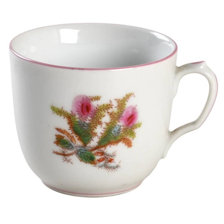 Moss Rose (Pink Trim, Smooth) Flat Cup
