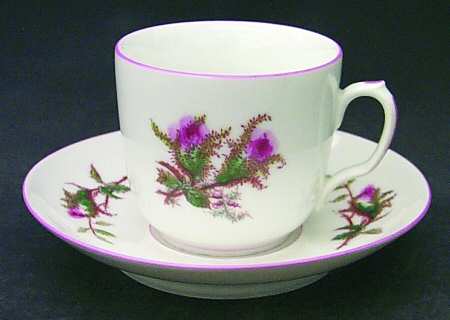 Moss Rose (Pink Trim, Smooth) Flat Cup & Saucer Set