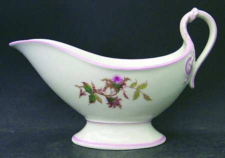 Moss Rose (Pink Trim, Smooth) Gravy Boat