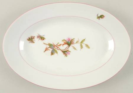 Moss Rose (Pink Trim, Smooth) 11" Oval Serving Platter