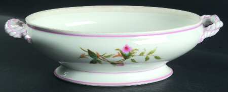Moss Rose (Pink Trim, Smooth) Oval Vegetable No Lid