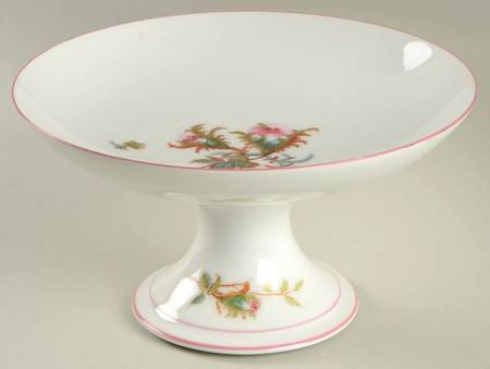 Moss Rose (Pink Trim, Smooth) Round Compote (Height X Width)
