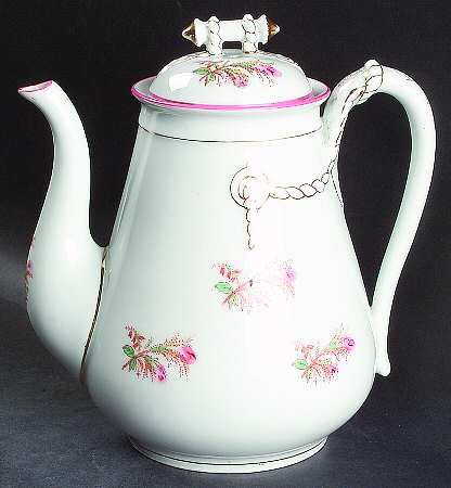 Moss Rose (Pink Trim, Smooth) Coffee Pot & Lid