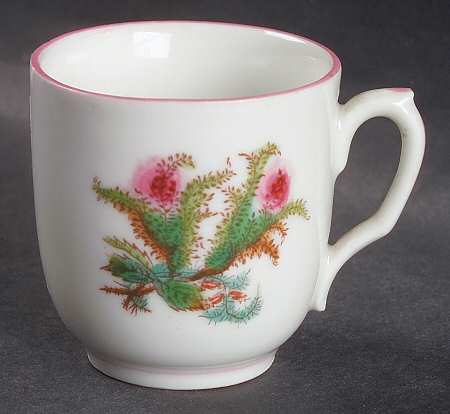 Moss Rose (Pink Trim, Smooth) Flat Demitasse Cup