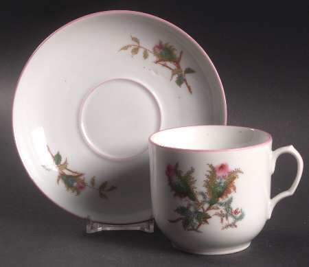 Moss Rose (Pink Trim, Smooth) Oversized Cup & Saucer Set