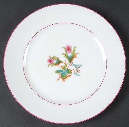 Moss Rose (Pink Trim, Smooth) Luncheon Plate