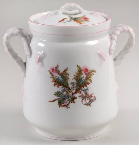Moss Rose (Pink Trim, Smooth) Lid for Sugar Bowl