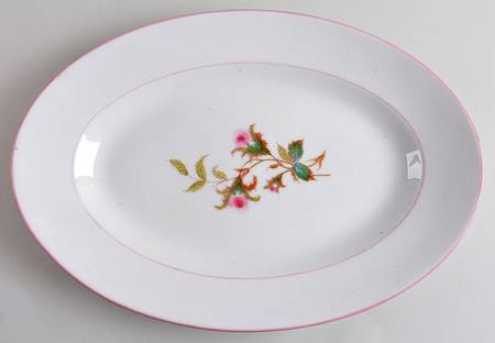 Moss Rose (Pink Trim, Smooth) 13" Oval Serving Platter