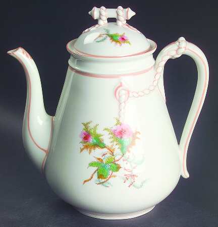 Moss Rose (Peach Trim) Coffee Pot & Lid