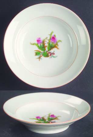 Moss Rose (Peach Trim) Fruit/Dessert (Sauce) Bowl