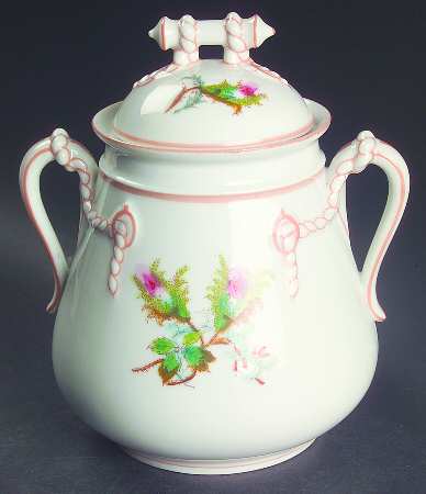 Moss Rose (Peach Trim) Sugar Bowl & Lid