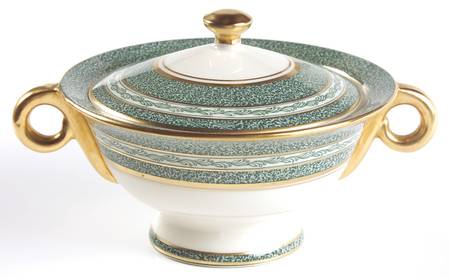 Mosaic Blue Green Sugar Bowl & Lid