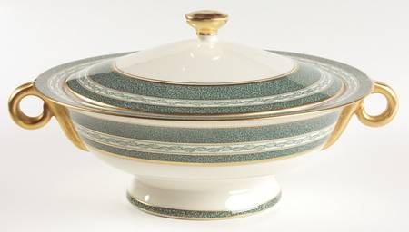 Mosaic Blue Green Round Covered Vegetable