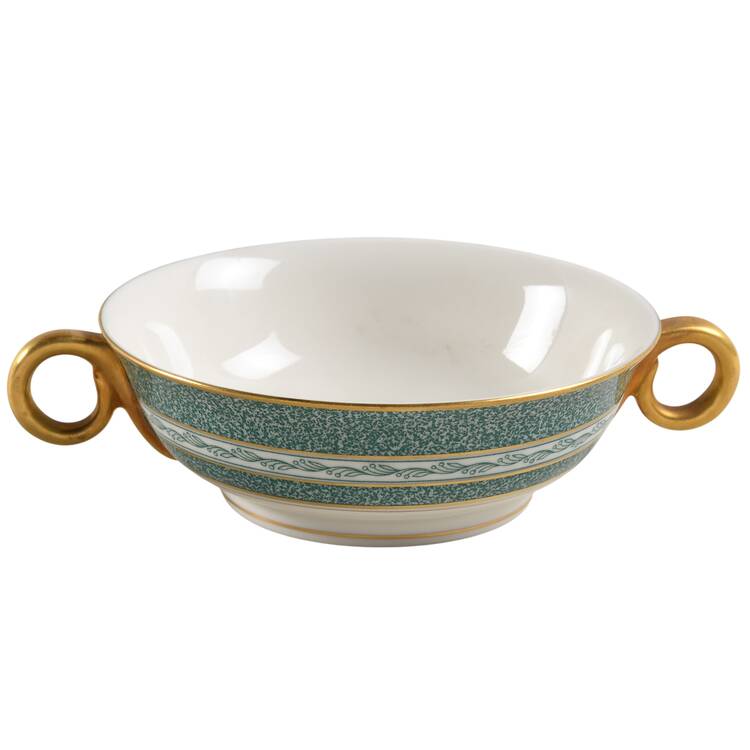 Mosaic Blue Green Flat Cream Soup Bowl