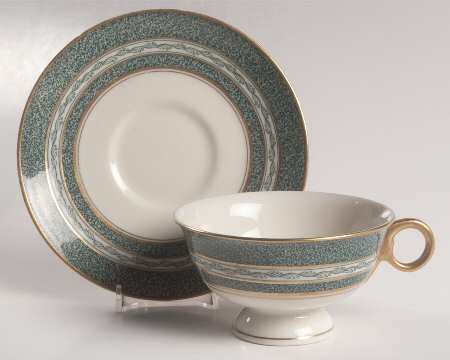 Mosaic Blue Green Footed Cup & Saucer Set