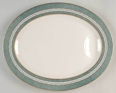 Mosaic Blue Green 16" Oval Serving Platter
