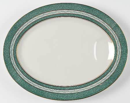 Mosaic Blue Green 14" Oval Serving Platter