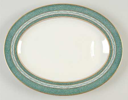 Mosaic Blue Green 11" Oval Serving Platter