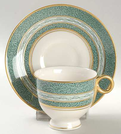 Mosaic Blue Green Footed Demitasse Cup & Saucer Set