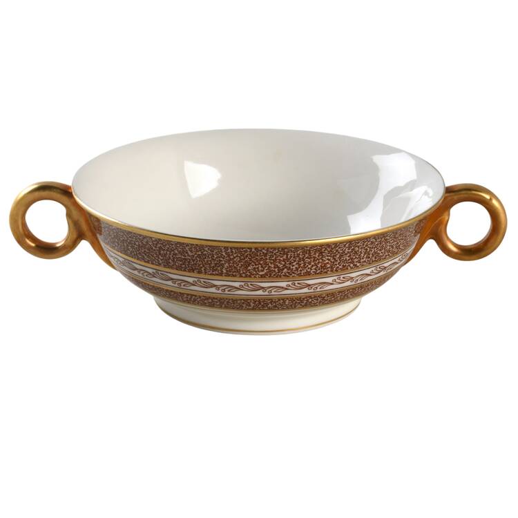 Mosaic Brown Footed Cream Soup Bowl