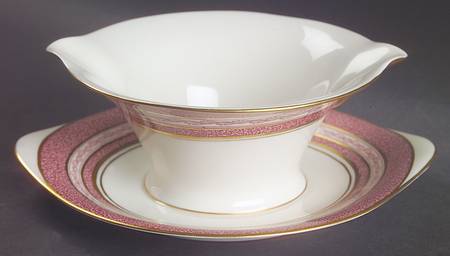 Mosaic Red Gravy Boat with Attached Underplate