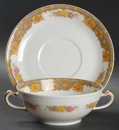 Mount Vernon Flat Cream Soup Bowl & Saucer Set