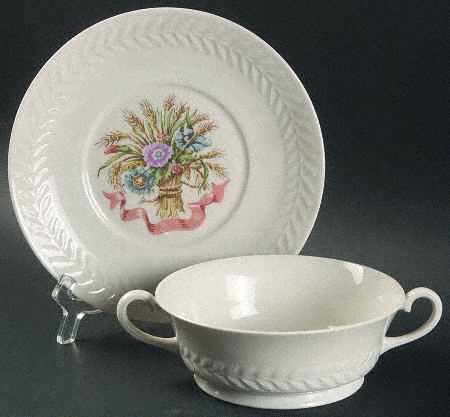 Mt. Vernon (NY, Regents Park) Footed Cream Soup Bowl & Saucer Set