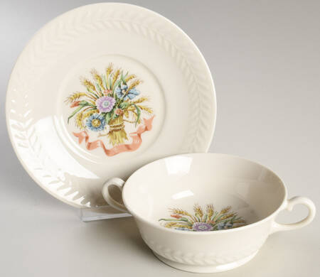 Mt. Vernon (NY, Greylock) Footed Cream Soup Bowl & Saucer Set