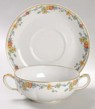 Nasturtium Flat Cream Soup Bowl & Saucer Set